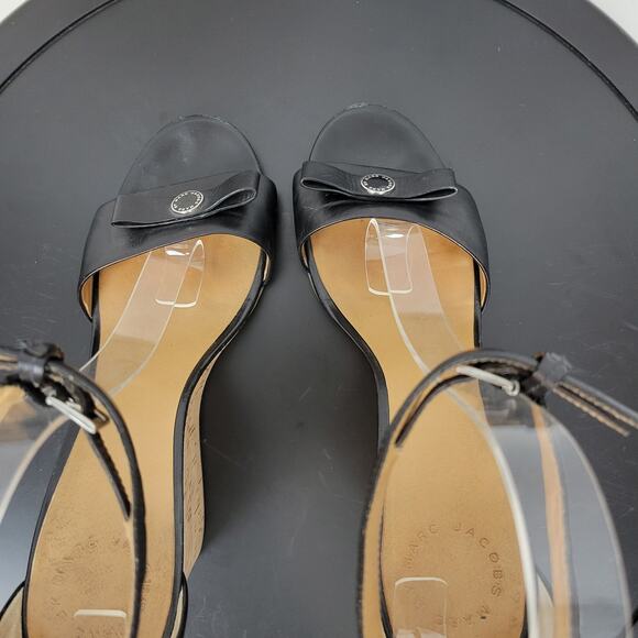 Marc by Marc Jacobs Logo Disc Womens Sandals Size 9 Black Cork Leather Wedge - Picture 2 of 16